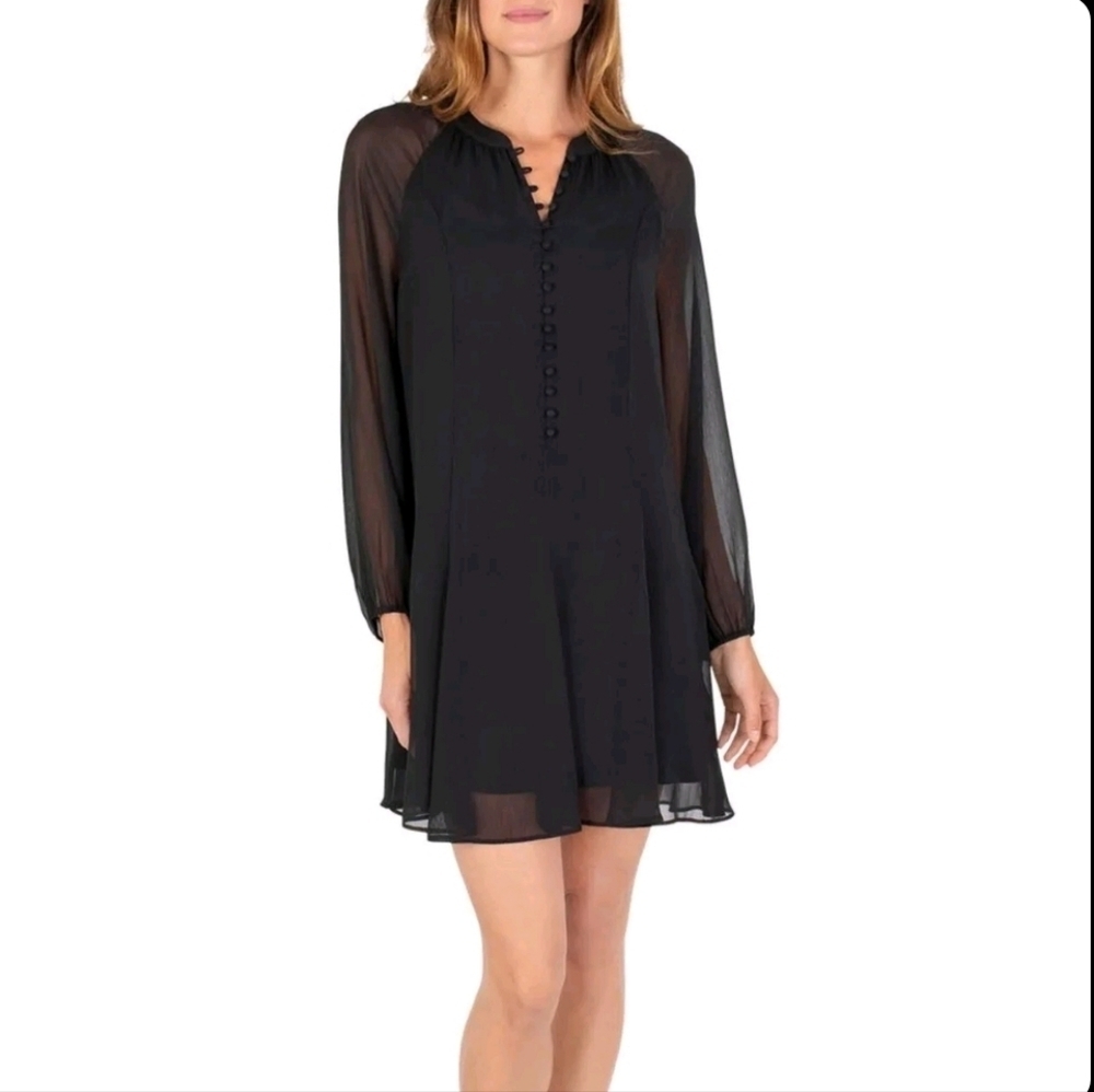 Joie Caviar Black Balloon Sleeve Mini Dress